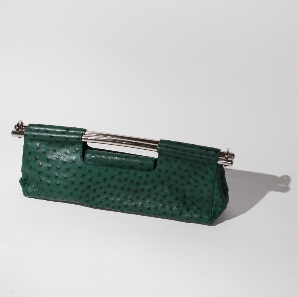 *rare* prada ostrich struzzo metal top handle clutch (2003)
